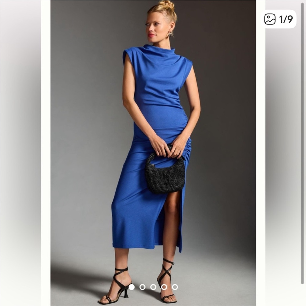 Anthropologie maya ruched maxi dress